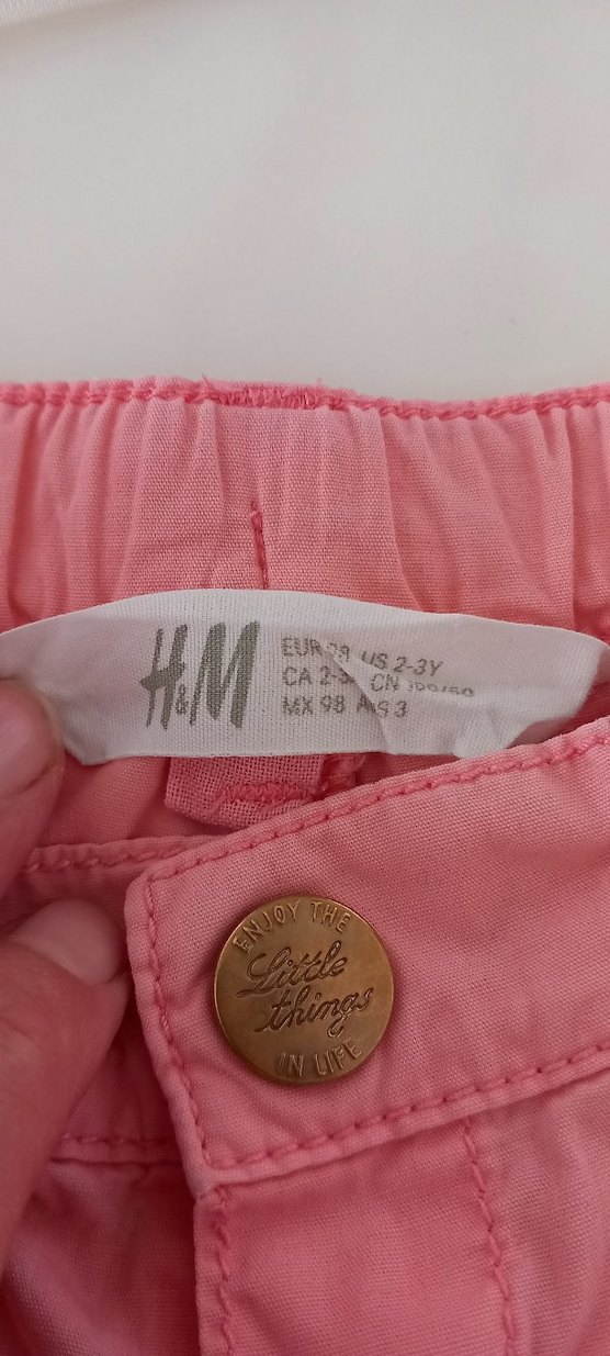 Kız Çocuk Düğmeli Pembe Pamuk Şort - Görsel 2