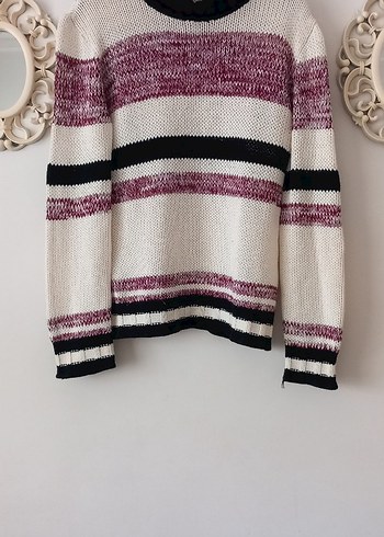 Bohem Bordo Balıkçı Yaka Örgü Kadın Kazak - Görsel 3