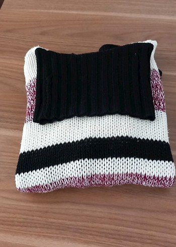 Bohem Bordo Balıkçı Yaka Örgü Kadın Kazak - Görsel 9