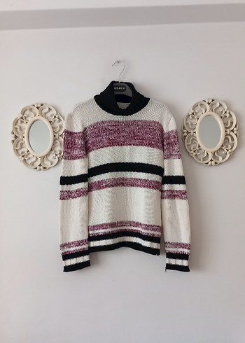 Bohem Bordo Balıkçı Yaka Örgü Kadın Kazak - Görsel 5