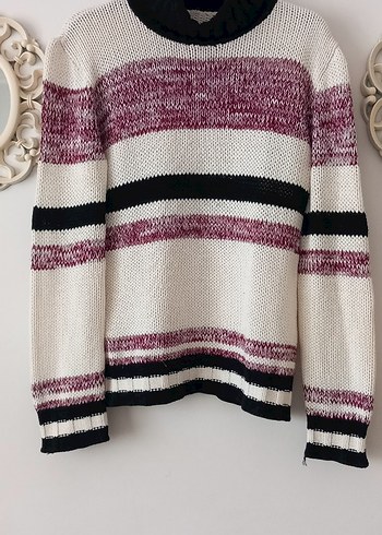 Bohem Bordo Balıkçı Yaka Örgü Kadın Kazak - Görsel 4