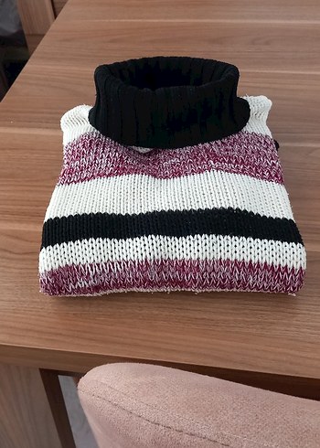 Bohem Bordo Balıkçı Yaka Örgü Kadın Kazak - Görsel 10