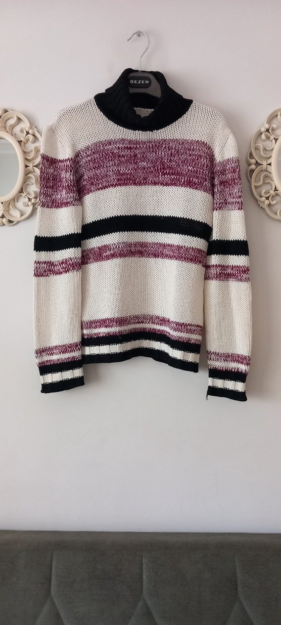 Bohem Bordo Balıkçı Yaka Örgü Kadın Kazak - Görsel 3