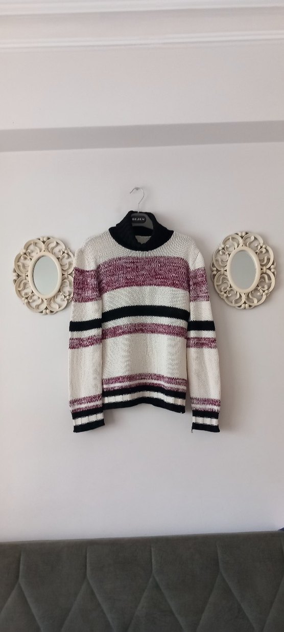 Bohem Bordo Balıkçı Yaka Örgü Kadın Kazak - Görsel 5