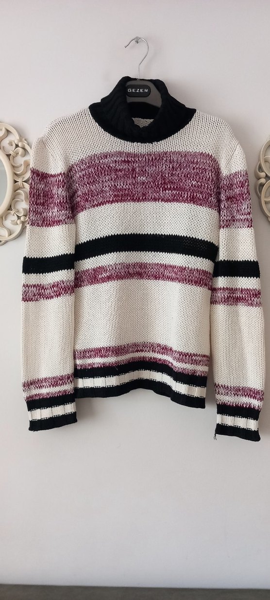 Bohem Bordo Balıkçı Yaka Örgü Kadın Kazak - Görsel 4