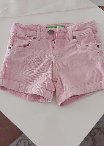 Düğmeli Pembe Kız Şortu - Görsel 4