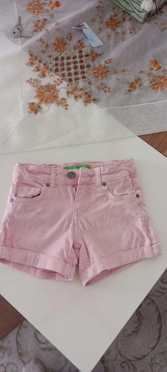 Düğmeli Pembe Kız Şortu - Görsel 5