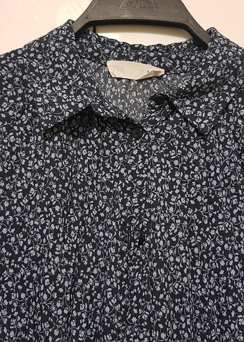 Zara Mavi Çiçekli Gömlek - Görsel 4