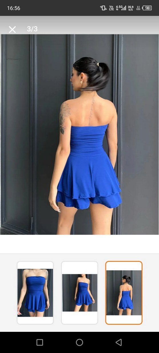 Kırmızı Straplez şortlu sandy astarlı Mini Elbise - Görsel 2