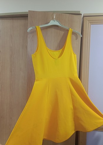 H&M Sarı Kolsuz Midi Elbise - Görsel 4