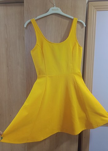 H&M Sarı Kolsuz Midi Elbise - Görsel 3