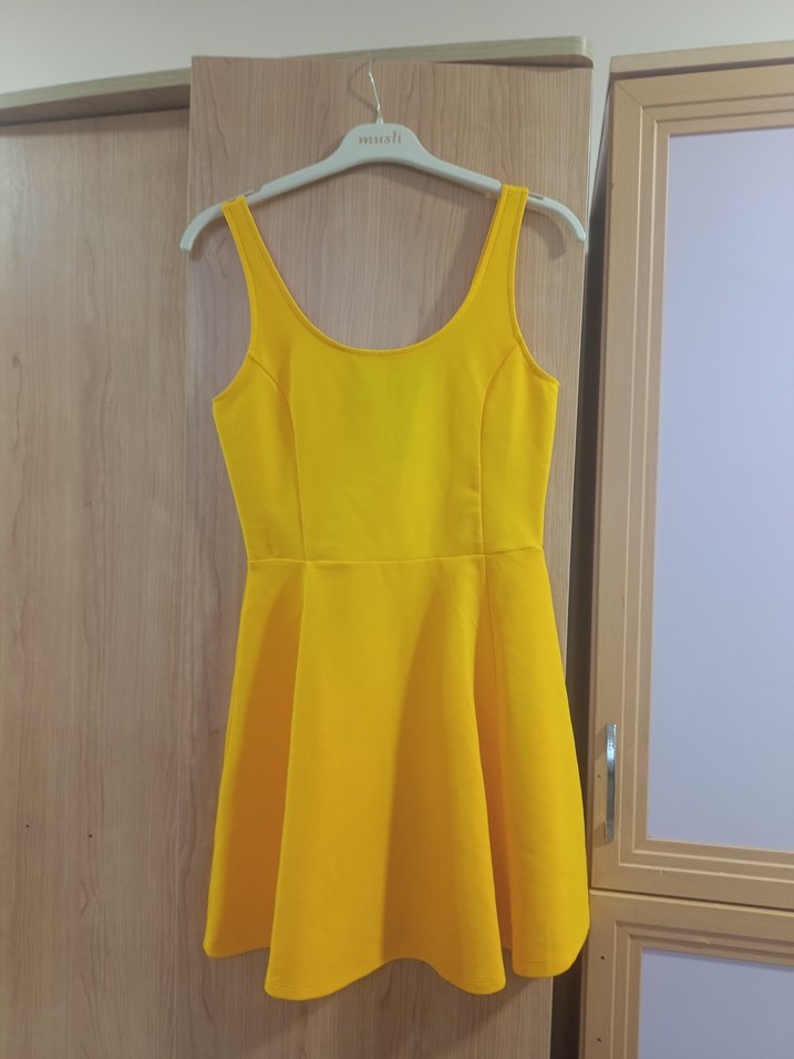 H&M Sarı Kolsuz Midi Elbise - Görsel 2