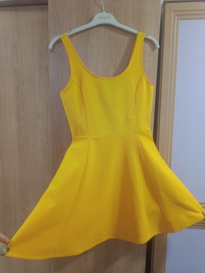 H&M Sarı Kolsuz Midi Elbise - Görsel 3