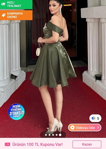 Mezuniyet elbisesi yeşil kısa taşlı - Görsel 6