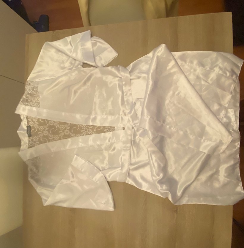 Beyaz Parlak Midi Kadın Sabahlık - Görsel 2