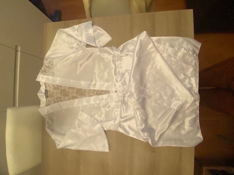 Beyaz Parlak Midi Kadın Sabahlık - Görsel 3