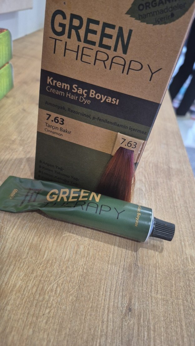 Green Therapy Tarçın Bakır Krem Saç Boyası 7.63 - Görsel 2