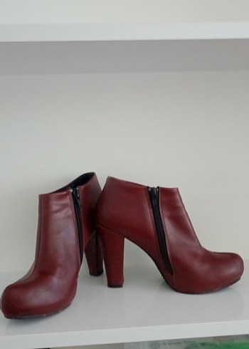 Diğer Bordo Deri Stiletto Topuklu Kadın Bot