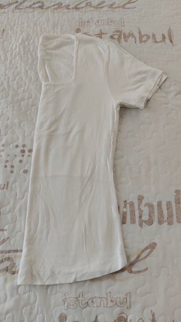 Kadın Beyaz Kısa Kollu  Tişört - Görsel 2