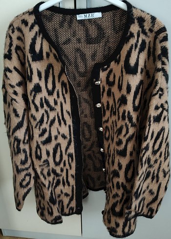 Kahverengi Leopar Desenli Kadın Hırka - Görsel 2