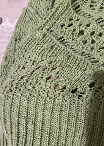 Yeşil Bohem Örgü Kadın Kazak - Görsel 2