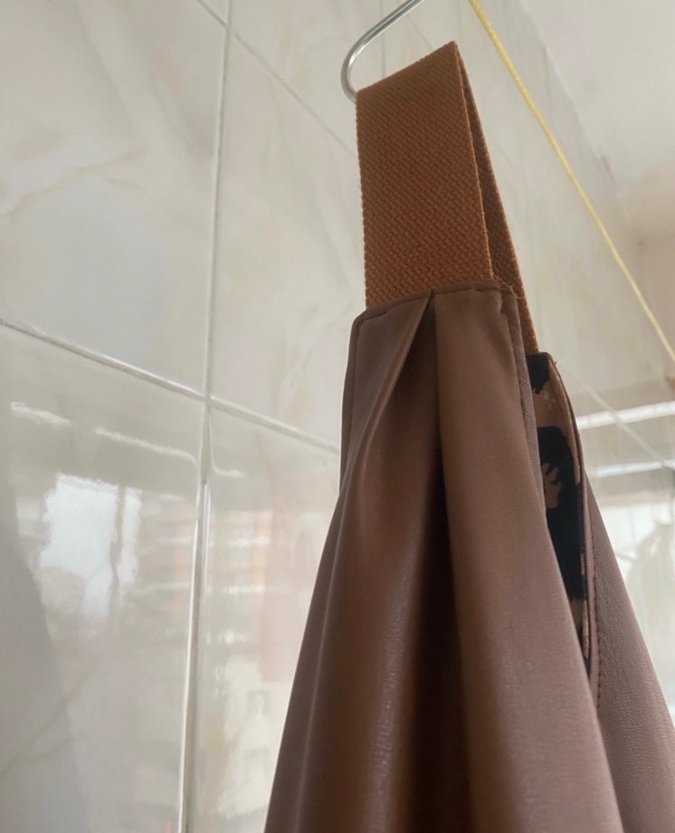 Kahverengi Drapeli Deri Kadın Çanta - Görsel 2