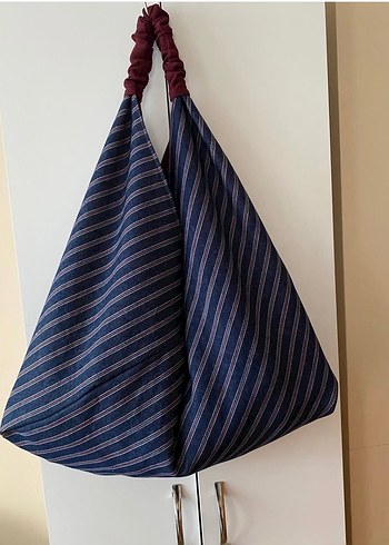 Lacivert Çizgili Bohem Kadın Çanta - Görsel 2