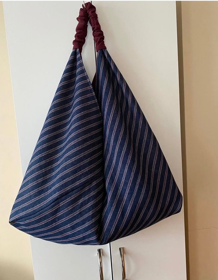 Lacivert Çizgili Bohem Kadın Çanta - Görsel 2