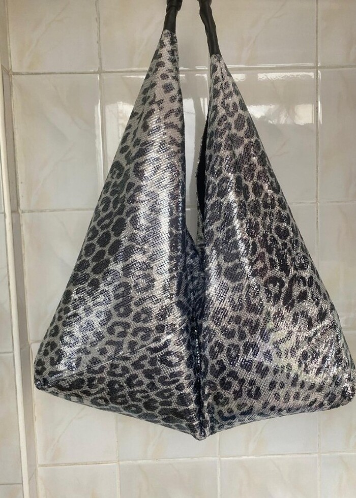 Payetli leopar origami çanta - Görsel 2