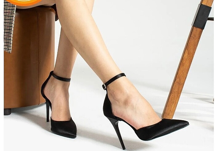 Diğer Bilek bantlı yüksek ince topuklu saten stiletto 11cm