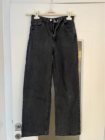 H&M Hm marka eskitilmiş siyah kot pantolon