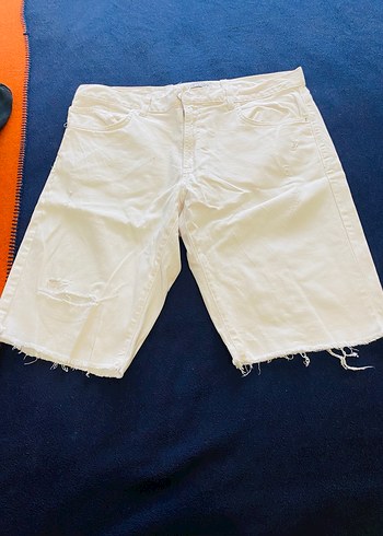 Beyaz Pamuklu Erkek bermuda şort - Görsel 4