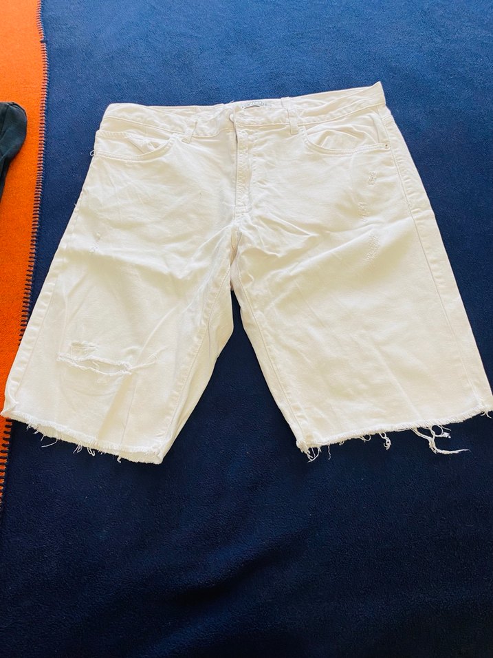 Beyaz Pamuklu Erkek bermuda şort - Görsel 4