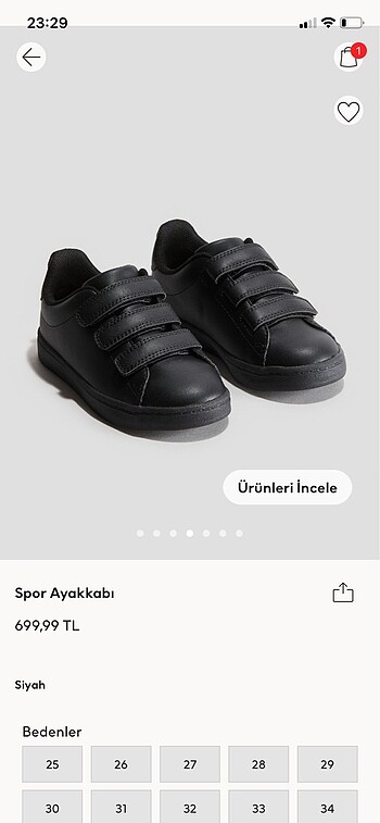 H&M siyah spor ayakkabı