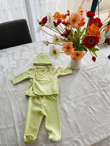 E bebek organik pamuklu hastene çıkışı takım - Görsel 2