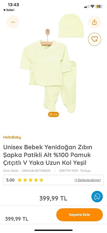 E bebek organik pamuklu hastene çıkışı takım - Görsel 8