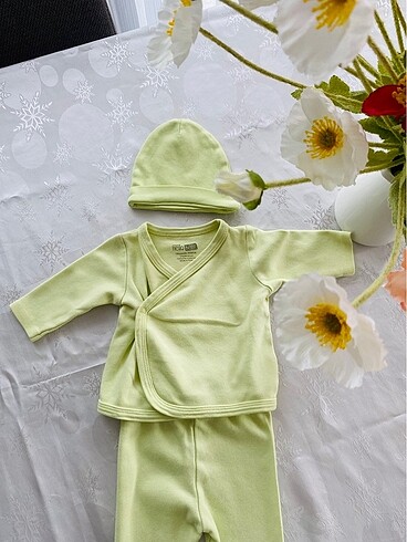 E bebek organik pamuklu hastene çıkışı takım - Görsel 6