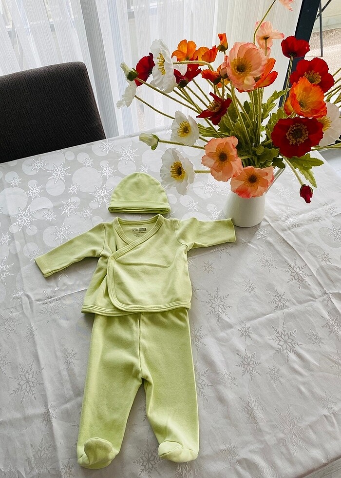 E bebek organik pamuklu hastene çıkışı takım - Görsel 2