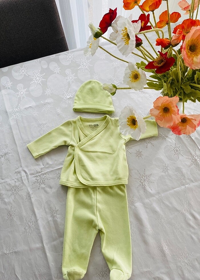 E bebek organik pamuklu hastene çıkışı takım - Görsel 3