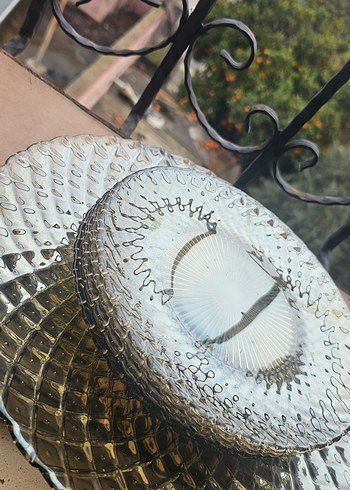 Gri Nakışlı Bohem Cam Tabak Seti - Görsel 2