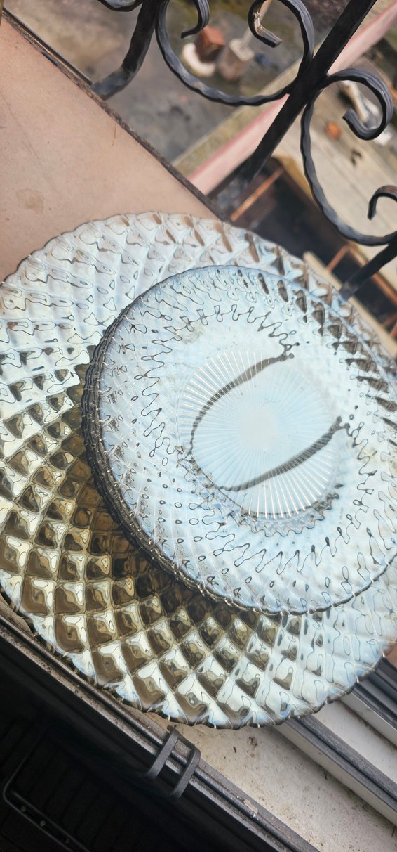 Gri Nakışlı Bohem Cam Tabak Seti - Görsel 3