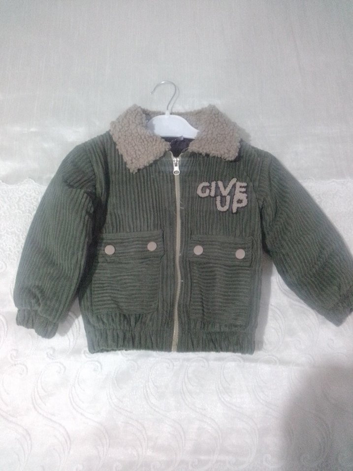 Düğmeli Erkek Çocuk Asker Yeşili Ceket - Görsel 2