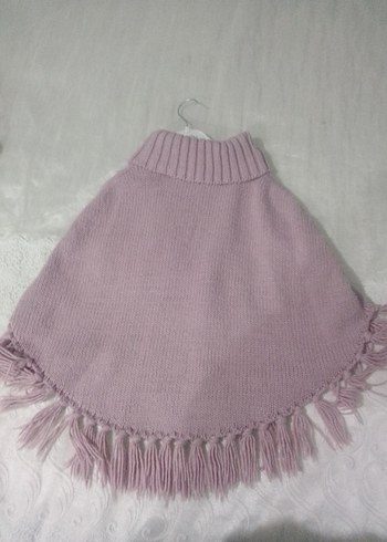 Mor Nakışlı Örgü Kız Panço - Görsel 3