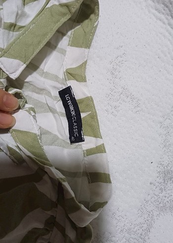 42 Beden Bohem Zebra Desenli Yeşil Kadın üst gömlek