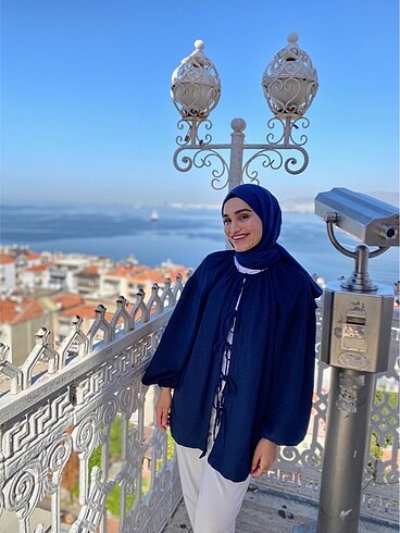 Lacivert bağlamalı tunik - Görsel 2