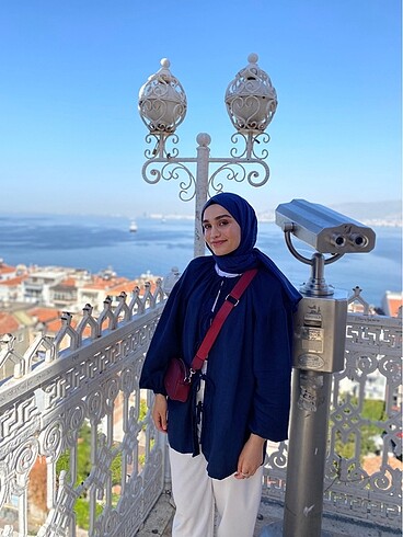 Lacivert bağlamalı tunik - Görsel 4