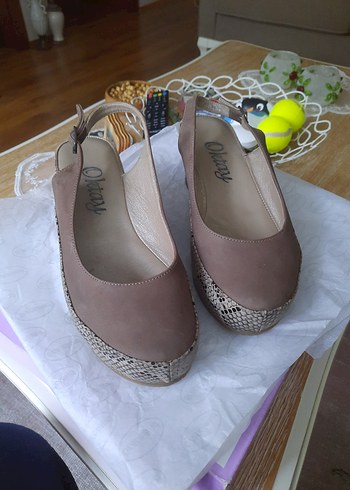 Bej Süet Kadın Dolgu Topuklu Ayakkabı - Görsel 2