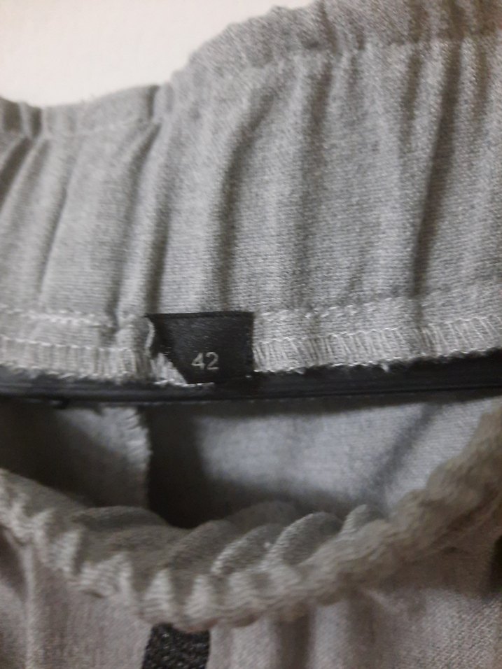 Gri Regular Fit Keten Beli lastikli Kadın Pantolon - Görsel 4