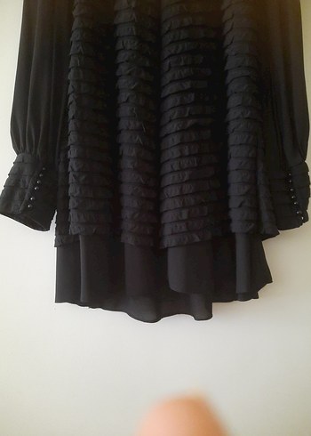 Siyah Goth Uzun Kollu Midi Tunik - Görsel 5