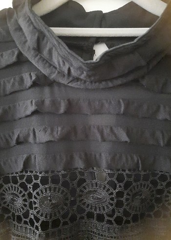 Siyah Goth Uzun Kollu Midi Tunik - Görsel 7